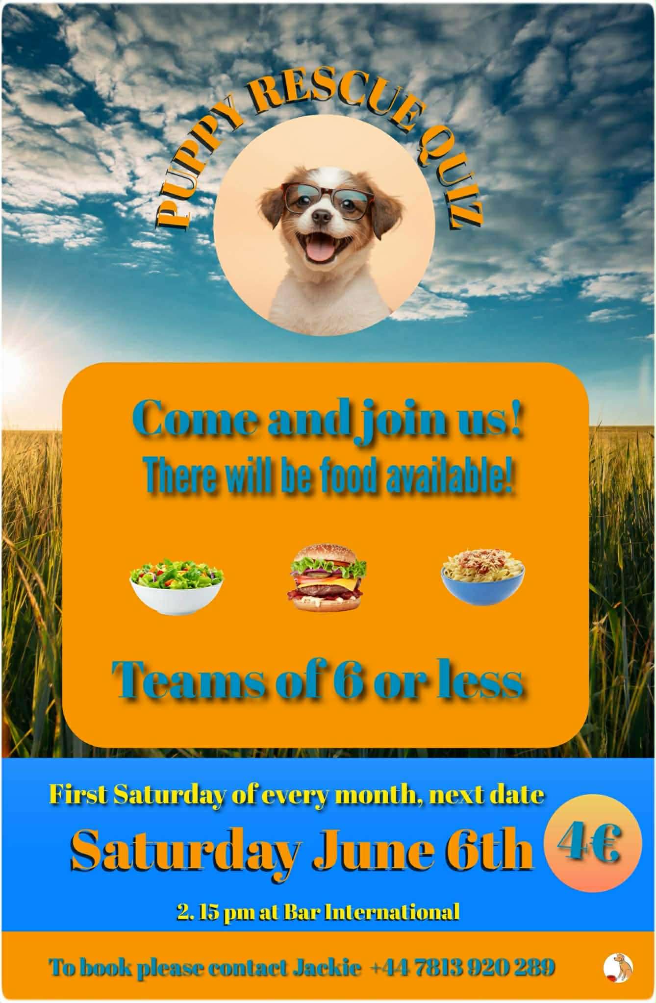 Puppy Rescue Quiz — Saturday 6 June at Bar International